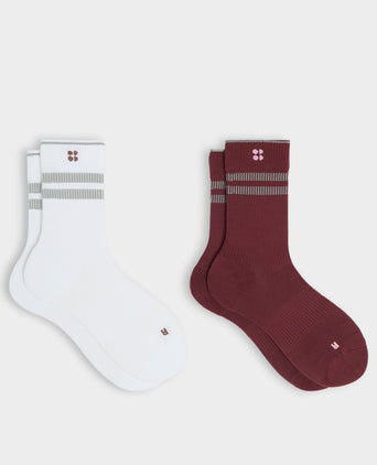 Reflective Running Sock 2 Pack - Malbec Red/White