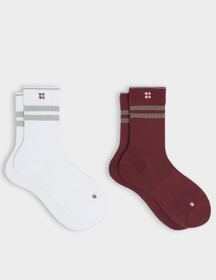 Sweaty Betty Reflective Running Sock 2 Pack - Malbec Red/Whiteimages1- The Sports Edit