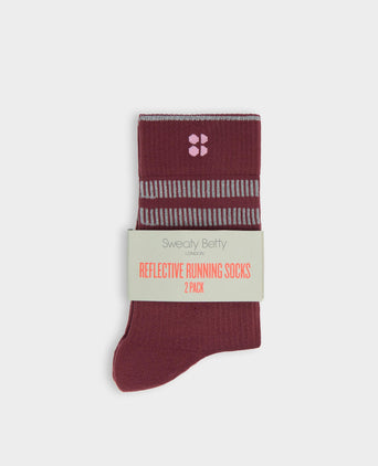Reflective Running Sock 2 Pack - Malbec Red/White