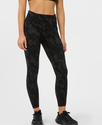 Runner's High Power 7/8 Leggings - Black Cliff Face Print