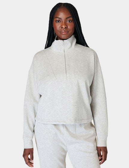 Sweaty Betty Sand Wash Funnel Neck Half Zip - Ice Grey Marlimages1- The Sports Edit