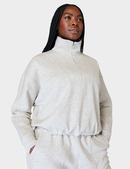 Sweaty Betty Sand Wash Funnel Neck Half Zip - Ice Grey Marlimages2- The Sports Edit