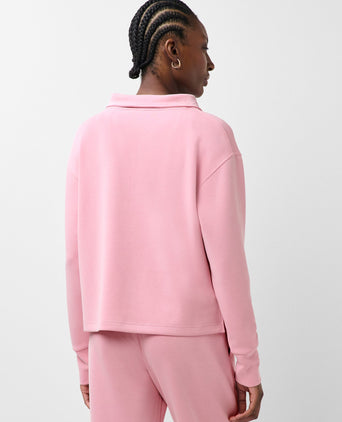 Sand Wash Half Zip Crop Sweatshirt - Deco Pink