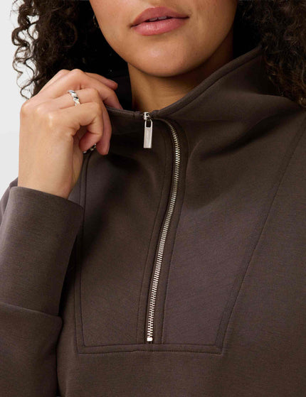 Sweaty Betty Sand Wash Half Zip Crop Sweatshirt - Espresso Brownimages3- The Sports Edit