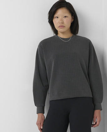 Sand Wash Pin Stripe Crew Neck Sweatshirt - Soot Grey