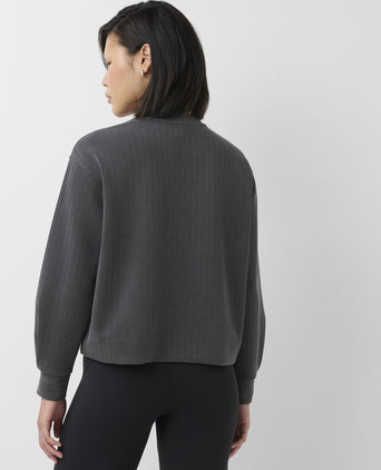 Sand Wash Pin Stripe Crew Neck Sweatshirt - Soot Grey