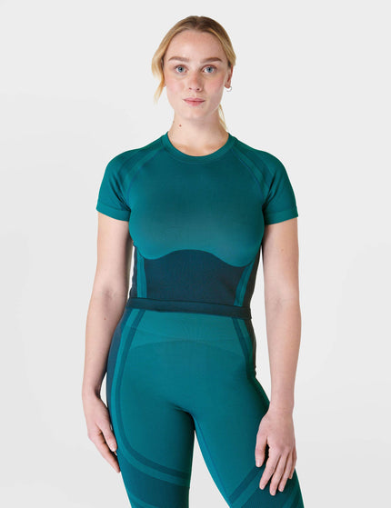 Sweaty Betty Silhouette Sculpt Seamless Short Sleeve Top - Reef Teal Blue/Navy Blueimages1- The Sports Edit