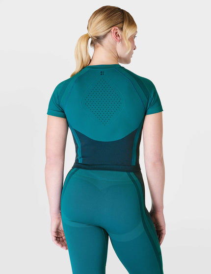 Sweaty Betty Silhouette Sculpt Seamless Short Sleeve Top - Reef Teal Blue/Navy Blueimages2- The Sports Edit