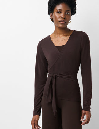 Soft Flow Studio Wear Your Way Long Sleeve Top - Espresso Brown