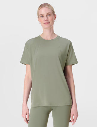 Soft Flow Studio Wrap Back T-Shirt - Willow Green