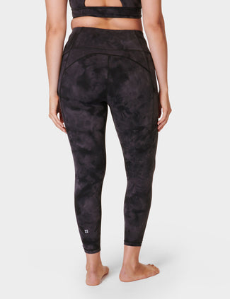 Super Soft 7/8 Yoga Leggings - Black Spray Dye Print