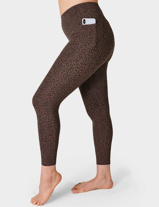 Super Soft 7/8 Yoga Leggings - Brown Leopard Marking Print