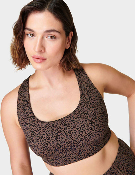 Sweaty Betty Super Soft Reversible Yoga Bra - Brown Leopard Marking Printimages3- The Sports Edit