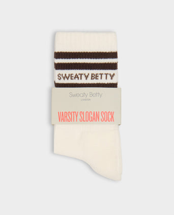Varsity Slogan Socks - Espresso Brown