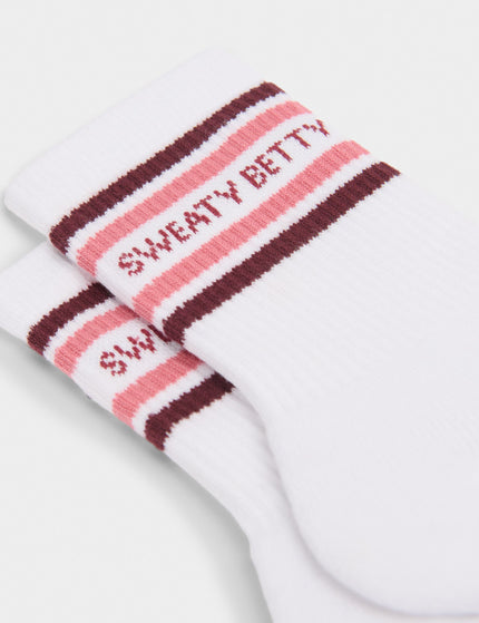 Sweaty Betty Varsity Slogan Socks - White Melrose Pinkimages3- The Sports Edit