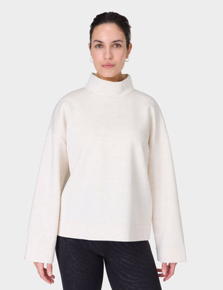 Wind Down Funnel Neck Sweatshirt - White Marl