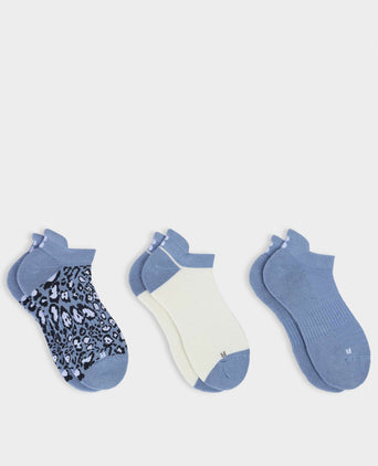 Workout Trainer Socks 3 Pack - Grey Animal/Faded Blue/White