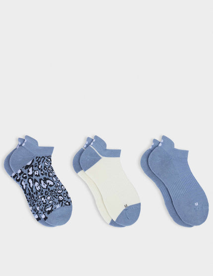 Sweaty Betty Workout Trainer Socks 3 Pack - Grey Animal/Faded Blue/Whiteimages1- The Sports Edit