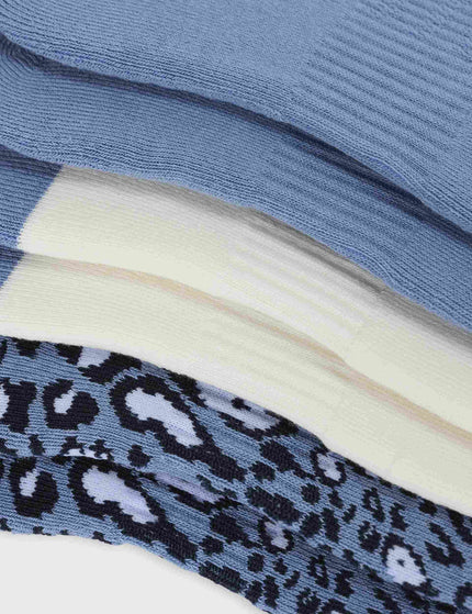 Sweaty Betty Workout Trainer Socks 3 Pack - Grey Animal/Faded Blue/Whiteimages3- The Sports Edit
