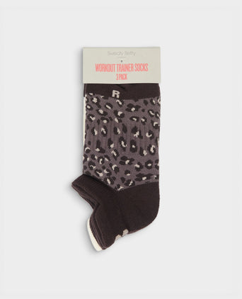 Workout Trainer Socks 3 Pack - Sable Brown Stripe