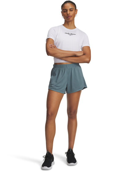 Under Armour Tech Mesh Play Up 3" Shorts - Jasper Blue/Serpentineimages3- The Sports Edit