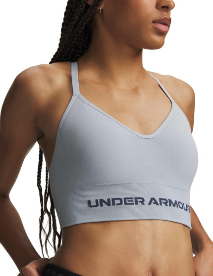 Under Armour Vanish Seamless Low Light Support Sports Bra - Blue Fog/Downpour Greyimages3- The Sports Edit