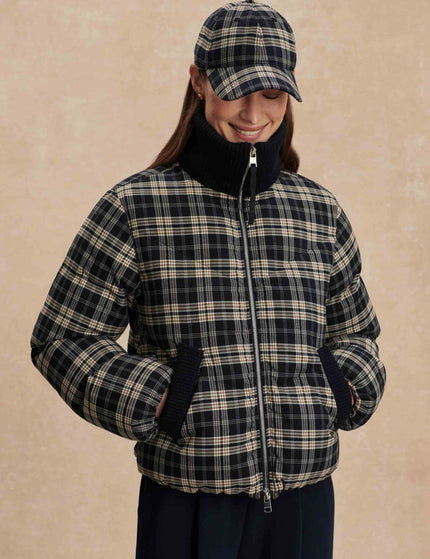 Varley Bryony Short Puffer Jacket - Navy Checkimages3- The Sports Edit
