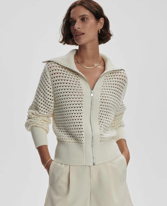 Eloise Zip-Through Knit - Egret