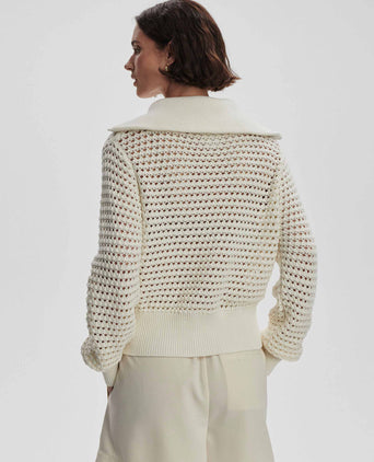 Eloise Zip-Through Knit - Egret