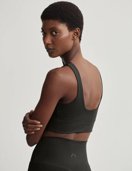 Varley FreeSoft Cori Light Support Sports Bra - Dark Resin Greenimages2- The Sports Edit