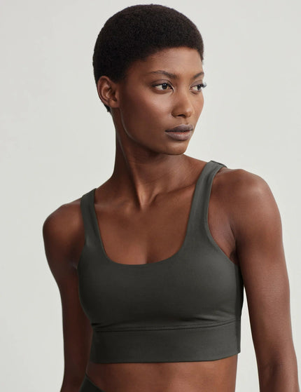 Varley FreeSoft Cori Light Support Sports Bra - Dark Resin Greenimages3- The Sports Edit