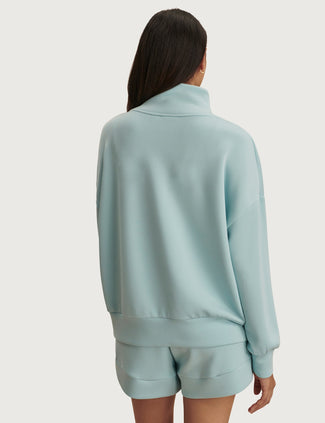 Hawley Half Zip Sweat - Porcelain Blue