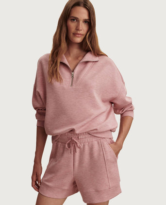 Hawley Half Zip Sweat - Rose Marl