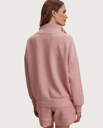 Hawley Half Zip Sweat - Rose Marl