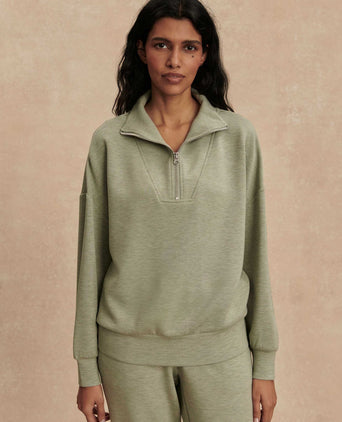 Hawley Half Zip Sweat - Shadow Marl