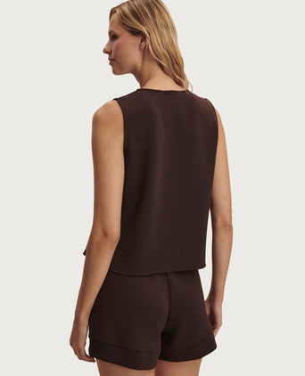 Josie Button-Through Tank - Coffee Bean