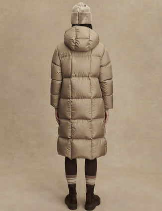 Katya Long Down Puffer - Portabella Metallic