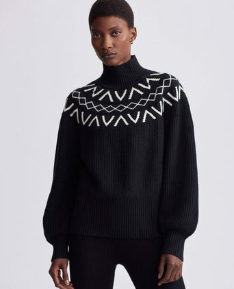 Marcie Fair Isle Yoke Knit - Black