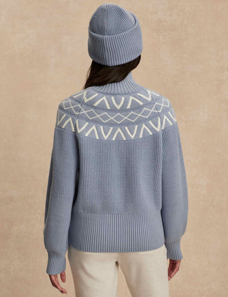 Marcie Fair Isle Yoke Knit - Glacier Blue