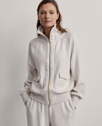 Roxbury Zip-Through Sweat - Ivory Marl