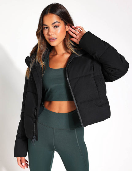 Girlfriend Collective Cropped Puffer Jacket - Blackimages1- The Sports Edit