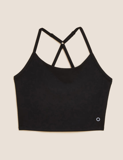 Goodmove Scoop Neck Cross Back Strappy Crop Top - Blackimages6- The Sports Edit