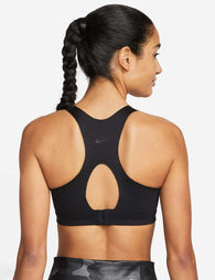 Nike Dri Fit Shape High Support Padded Front Zip Sports Bra Grey